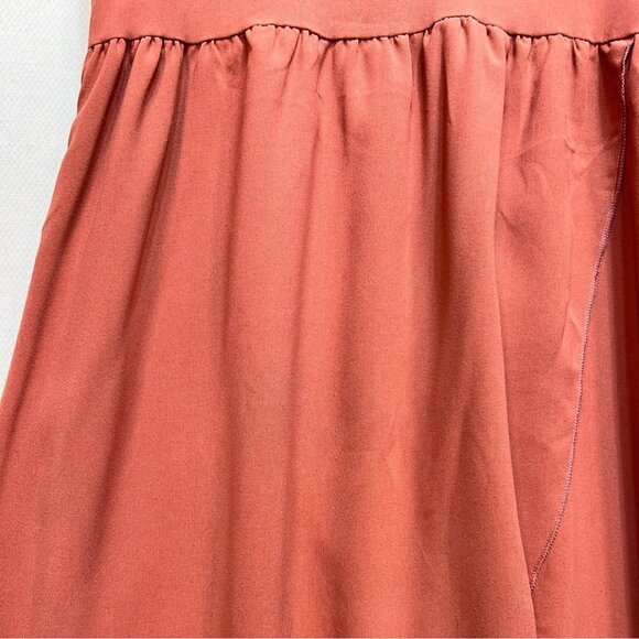 Womens Midi Sundress Large Rust Orange V-Neck Hi-Low Summer Chic Sleeveless - Picture 6 of 11